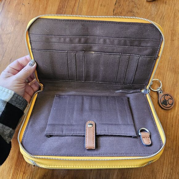 Concealed Carrie Brand Compact Zippered Clutch In Mustard With Keychains - Picture 2 of 4